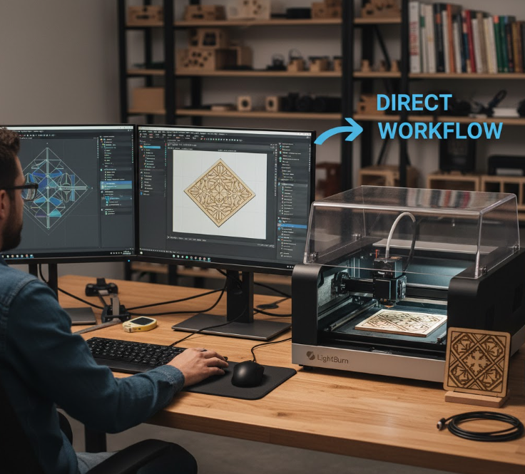 Fusion 360 ve LightBurn Arasında Doğrudan Çalışma Akışı – Tek Dosyada Lazer + 3D Baskı Senkronizasyonu