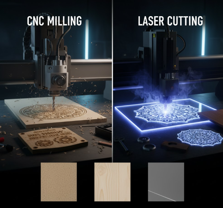 CNC mi Lazer mi? MDF, Ahşap ve Akrilik Kesim Karşılaştırması – Hangi Teknoloji Ne Zaman Kullanılır?